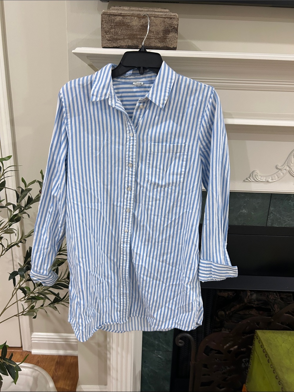 aerie Blue and White Vertical Stripe women’s  Button-Down Shirt
